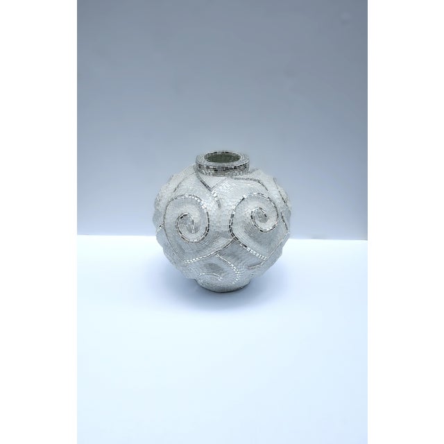 A relatively large-scale plaster‑body mirror and glass tile mosaic vase, circa early-21st century, around 2000s-2009. Vase...