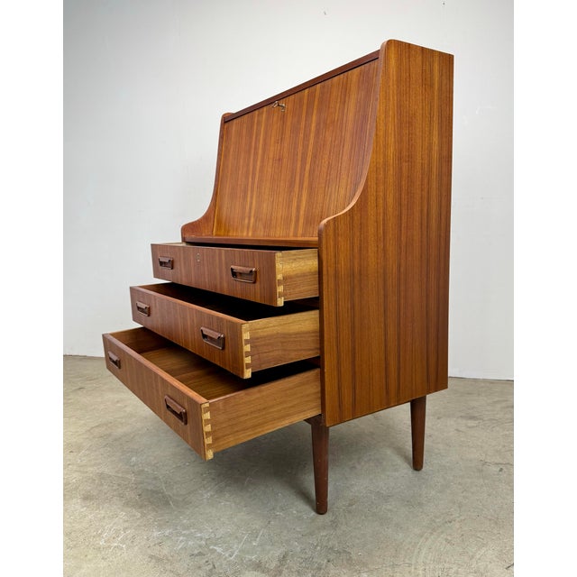 Mid-Century Danish Modern Drop Down Secretary Desk in Teak by Maurice Villency, Denmark, C. 1960s For Sale - Image 9 of 12