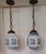 Antique German Art Nouveau Pendants with Opaque White Glass Shades, Japanese Motifs and Brass Mounts, 1900s, Set of 2, in...