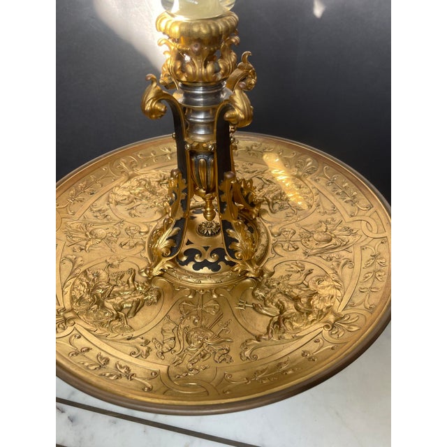 19th Century Bronze & Etched Baccarat Style Glass Epergne Attributed F. Barbedienne For Sale In Los Angeles - Image 6 of 7