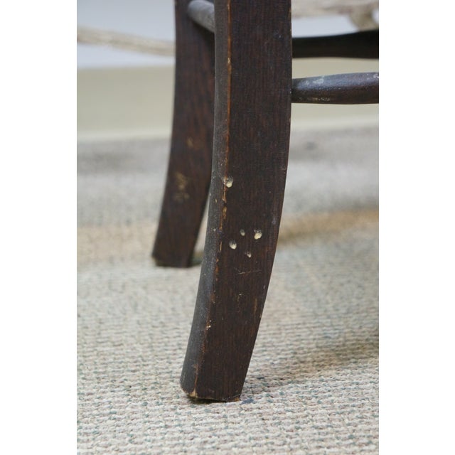 Antique Victorian Quartersawn Oak Child Doll Sized Desk Dining Chair 25" For Sale - Image 4 of 15