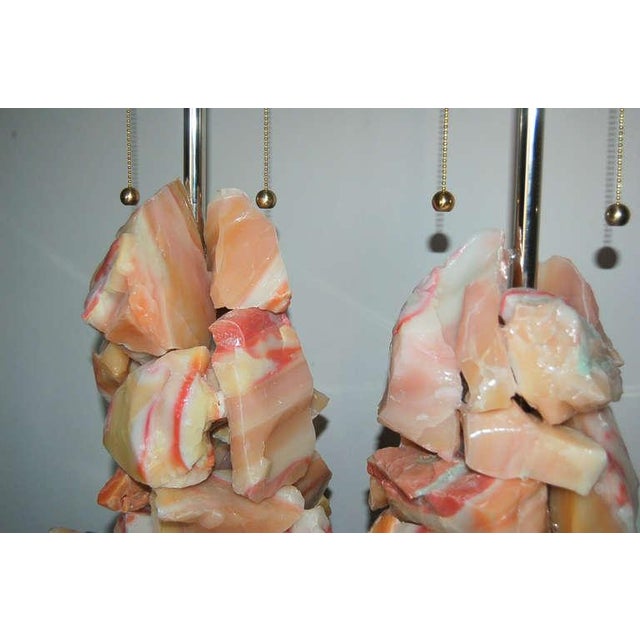 Sculpted Glass Table Lamps in Pink For Sale In Atlanta - Image 6 of 8