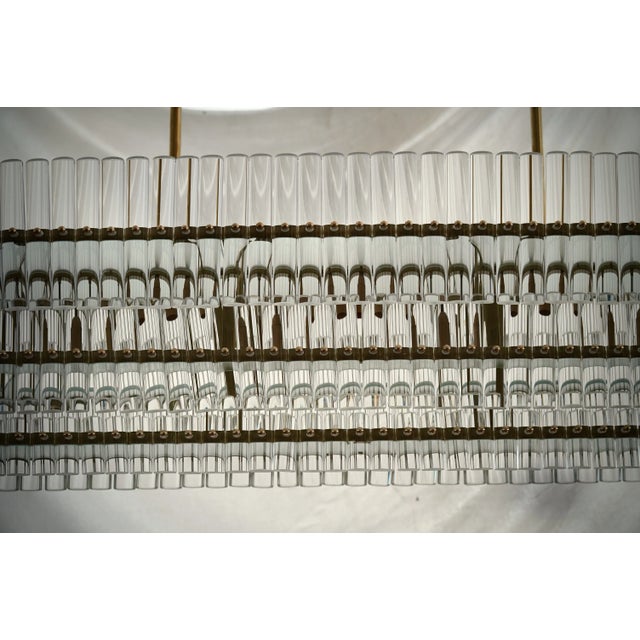 Metal Mid-Century Italian Murano Art Glass and Brass Chandelier and Pendant For Sale - Image 7 of 10