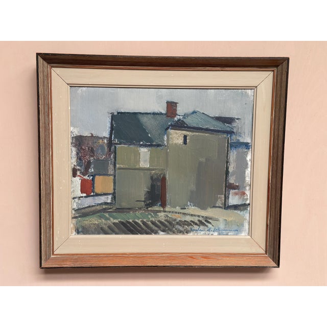 Original Swedish Oil on Canvas – “Sage House” by Gustav‑Adolf Johansson – Signed – Vintage & Framed – 56 × 49 cm (22" ×...