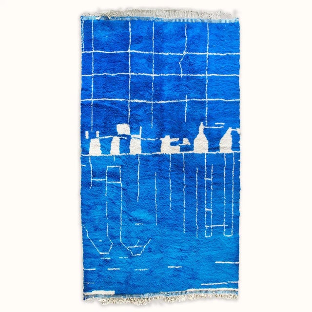 Vintage Moroccan Cobalt Blue Rug For Sale - Image 5 of 6