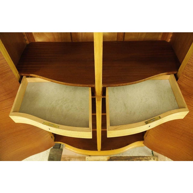 Mid 20th Century French Art Deco Burled Maple Wardrobe With Mirror For Sale - Image 4 of 12