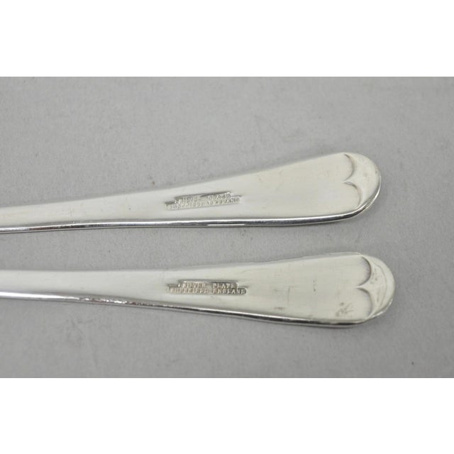 Silver Vintage Sheffield England Modern Silver Plated Salad Serving Set Fork & Spoon For Sale - Image 8 of 10