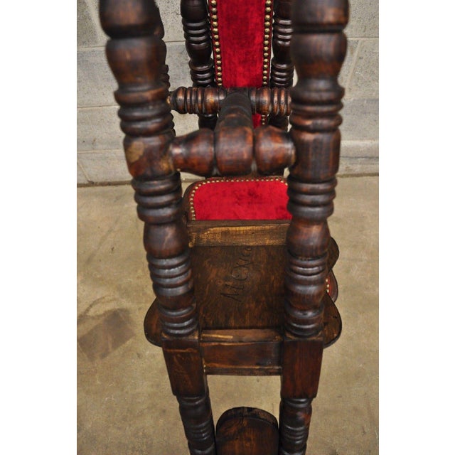 Vintage Spanish Jacobean Renaissance Revival Gothic Red Hall Prayer