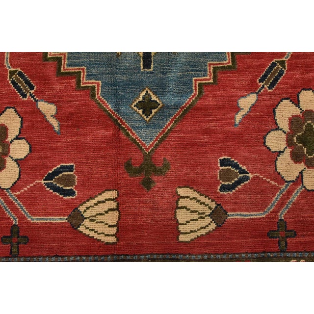 Kazak Rug 6’3” X 9′ Red Wool Tribal Hand-Knotted Oriental Carpet For Sale - Image 9 of 14
