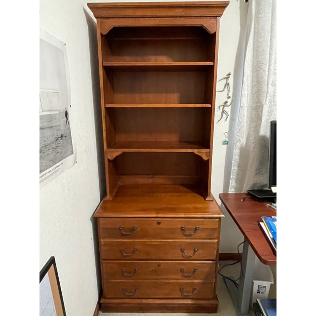1990s Ethan Allen Country Crossings Bookcase With File Cabinet For Sale - Image 13 of 13
