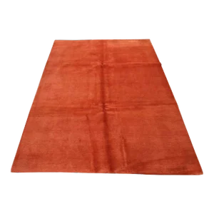 Solid Red Rug 6’2” X 7’10” Wool Contemporary Hand-Knotted Carpet