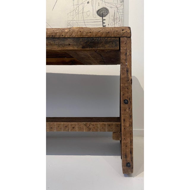 Monumental Reclaimed Wood Console Table, Rustic Minimalist Form, 88” For Sale - Image 4 of 7