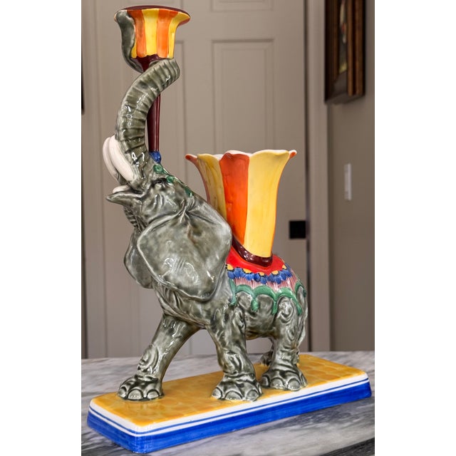 Vintage Ditmar Urbach Czechoslovakia Elephant Candle Vase Centerpiece For Sale - Image 14 of 16