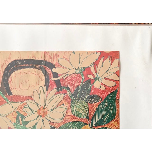 Mid 20th Century Mid Century American Artist Sally Brody Monotype Painting, Water-Based Inks on Paper, Framed, Signed For Sale - Image 5 of 7