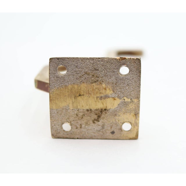 Vintage Polished Brass Elongated Double Wall Hook For Sale - Image 4 of 4
