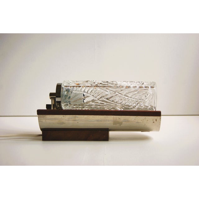 Pair of Vintage 1960s Swedish Wall Lamps - Elegant Design in Crystal Glass, Teak and Chrome For Sale - Image 6 of 12