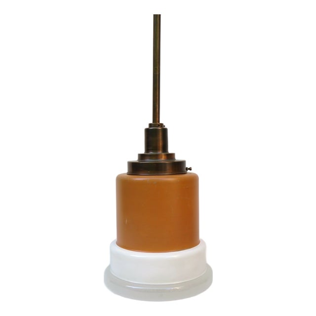 Glass and Copper Pendant Light from Philips, 1930s For Sale