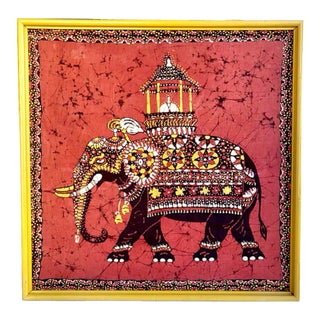 1980s Framed Rajasthani Batik Printed Elephant For Sale