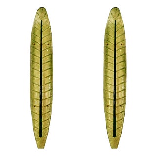 Murano Glass Green Leaf Wall Sconces, Italy, 1990s, Set of 2 For Sale