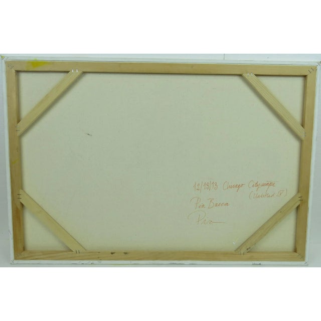 Textile 2013 Pia Bacca Post Impressionist Oil on Canvas of Chicago Cityscape For Sale - Image 7 of 9