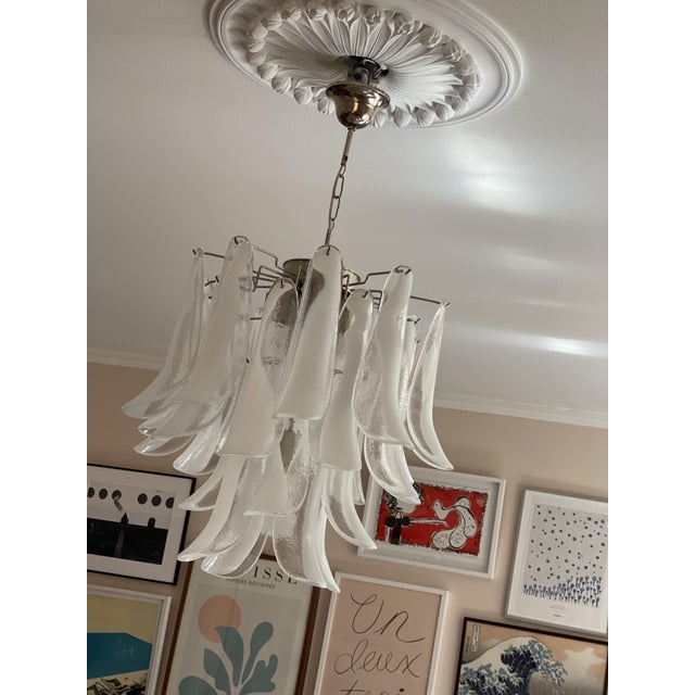 Bold Eclectic White Murano Chandeliers, Set of 2 For Sale - Image 4 of 10