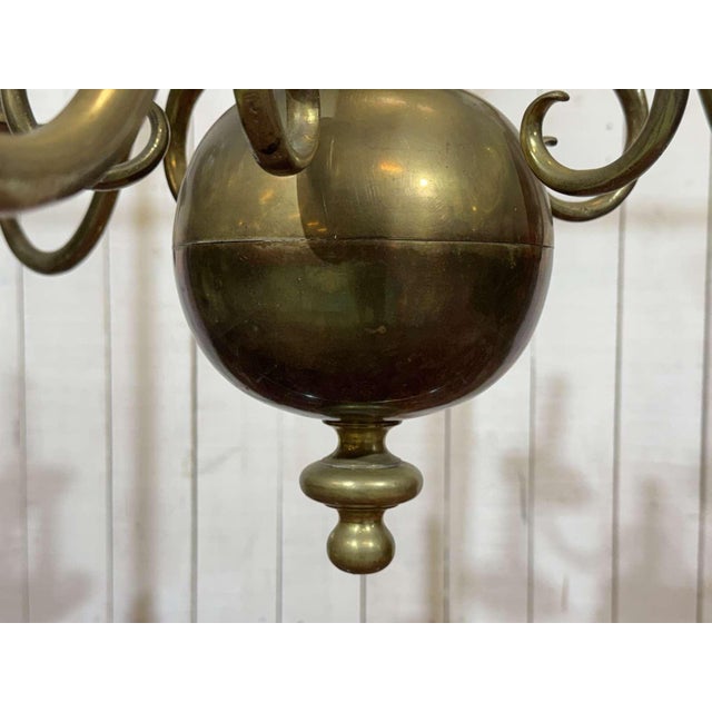 Two-Tier 12-Light Dutch Brass Chandelier, 1930s For Sale - Image 10 of 18