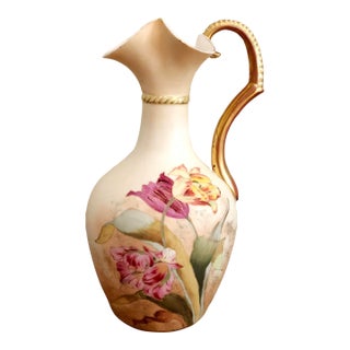 Antique Robert Hanke Austrian Porcelain Vase With Hand Painted Tulips For Sale
