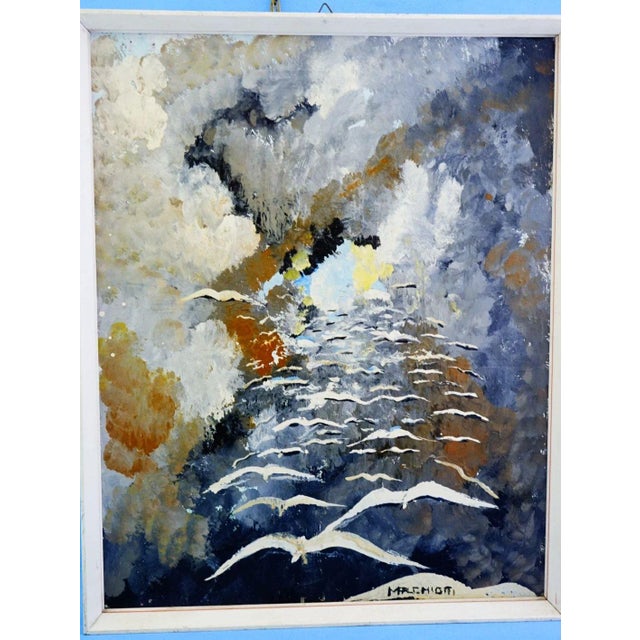 After Michela Marchiotti, Landscape with Seagulls, 20th Century, Oil Painting on Canvas, Framed For Sale - Image 13 of 13