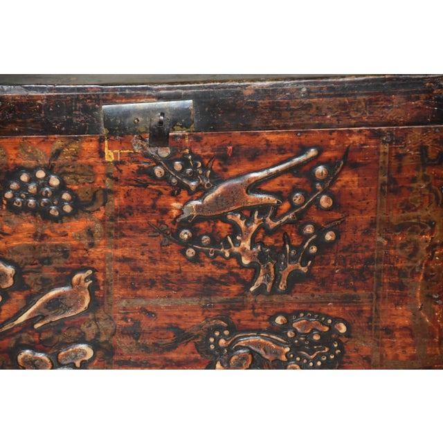 Amazing! Antique lacquered early 19th Century Chinese painted coffer chest. It has a painted lovely wear and patina,...