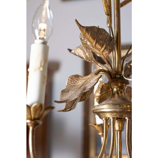Mid 20th Century French Maison Charles-Inspired Gilt Bronze Chandelier For Sale - Image 4 of 10