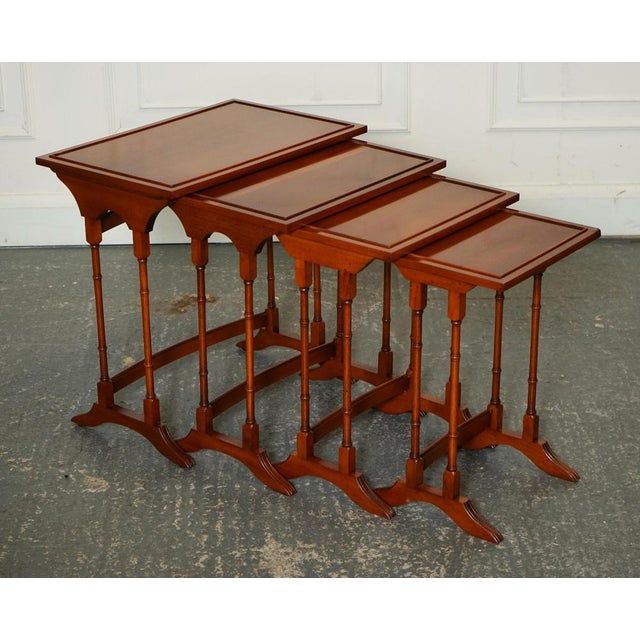 Lovely Yew Wood Nest Of Four Tables. Please carefully examine the pictures to see the condition before purchasing, as they...