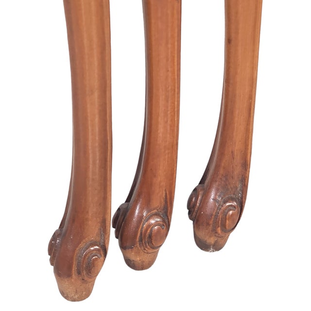 Late 20th Century Cherry Carved Stacking Tables With Cabriole Legs Set of 3 For Sale - Image 11 of 12