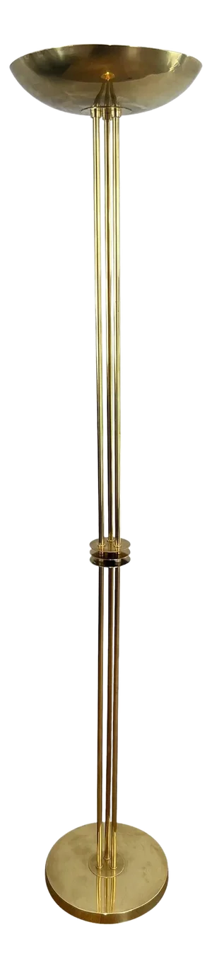 French Design Brass Floor Lamp in Art Deco Style Circa 1970