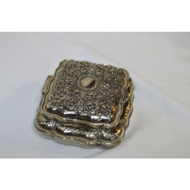 Victorian Silver Plated Velvet Lined Jewelry Box For Sale - Image 12 of 13