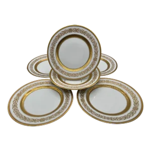 Set of 6 - Ahrenfeldt Limoges for Richard Briggs Boston Gilt Enamel Dinner Plates