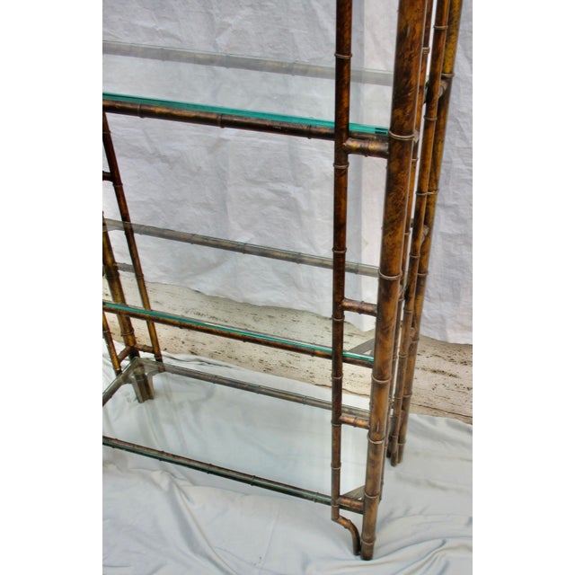Chinese Chippendale Pagoda Style Iron Faux Bamboo Etagere For Sale - Image 11 of 18