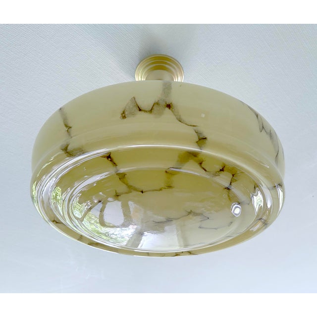Art Deco Ivory Marble Glass Pendant Light, 1930s For Sale - Image 17 of 18