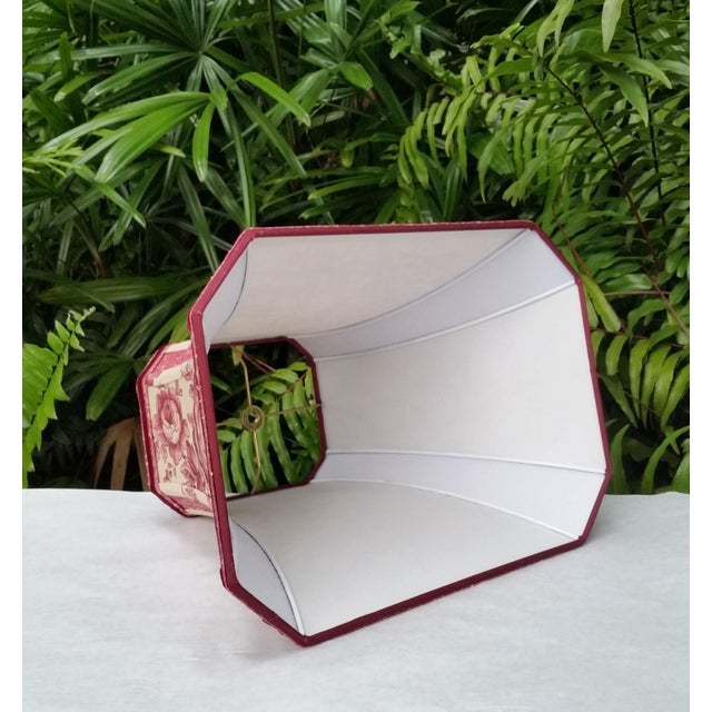 Schumacher Toile Fabric Rectangle Lampshade Red Brown For Sale - Image 9 of 10