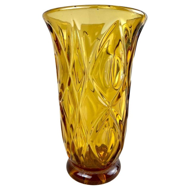 20th Century Art Deco Glass Vase in Amber Colored, Austria, 1920s For Sale - Image 17 of 17