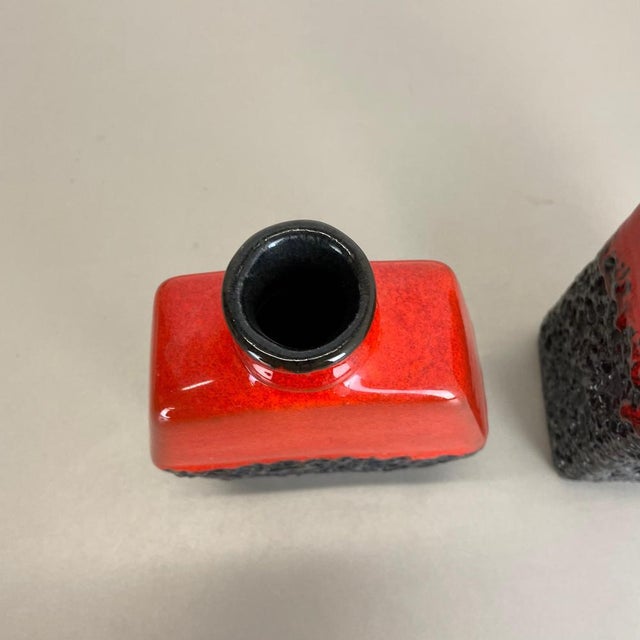 Set of Two Pottery Fat Lava Cubic Vases from Jopeko, Germany, 1970s For Sale - Image 15 of 18