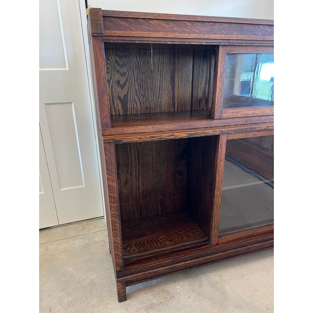 Early 20th Century Antique Danner Two Stack Oak Book Case For Sale - Image 5 of 10