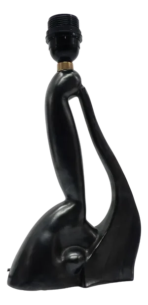 Anthropomorphic Sculptural Lamp Base in Black Ceramic by Gil Agnoloni, Italy, 1950