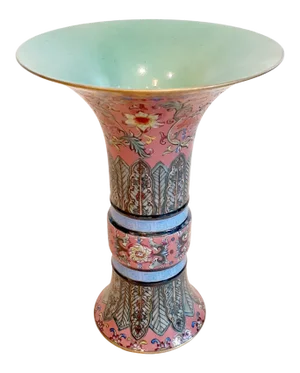 Early 20th Century Chinese Porcelain Famille Rose Gu Form Vase