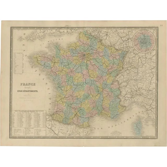 Antique Map of France Divided Into 89 Departments by Andriveau-Goujon, 1861 For Sale - Image 10 of 10