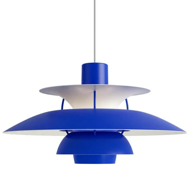 Louis Poulsen Poul Henningsen Ph 5 Pendant for Louis Poulsen in All Blue For Sale - Image 4 of 4