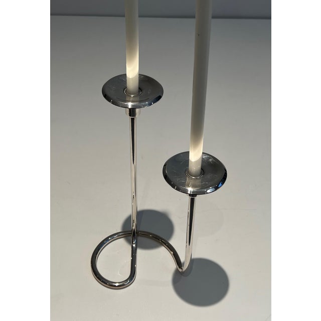 1970s Design/One silver metal candlestick For Sale - Image 5 of 12