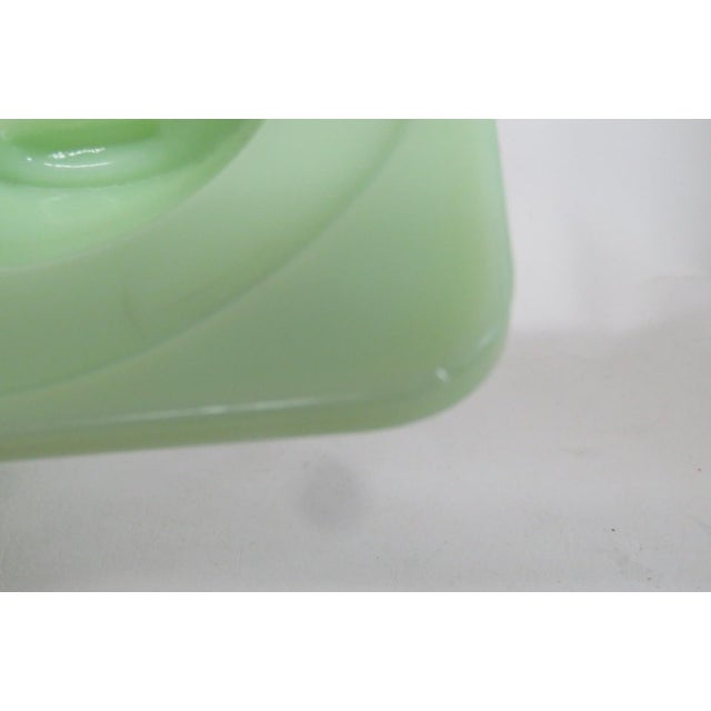 Jeanette Poinsetta Jadeite Refrigerator Dish With Lid 1930s Uranium Glass 4753b For Sale - Image 9 of 18