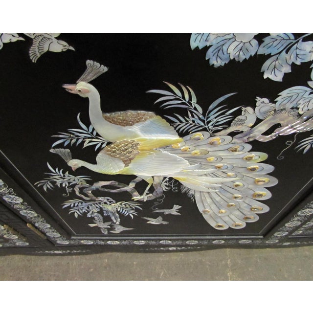 Wood Vintage 72 In. Glass Top Asian Sideboard Cabinet For Sale - Image 7 of 13