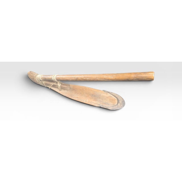 Tan Antique Primitive Hand Hewn Garden Adze With Hand Wrought Iron Edge For Sale - Image 8 of 8
