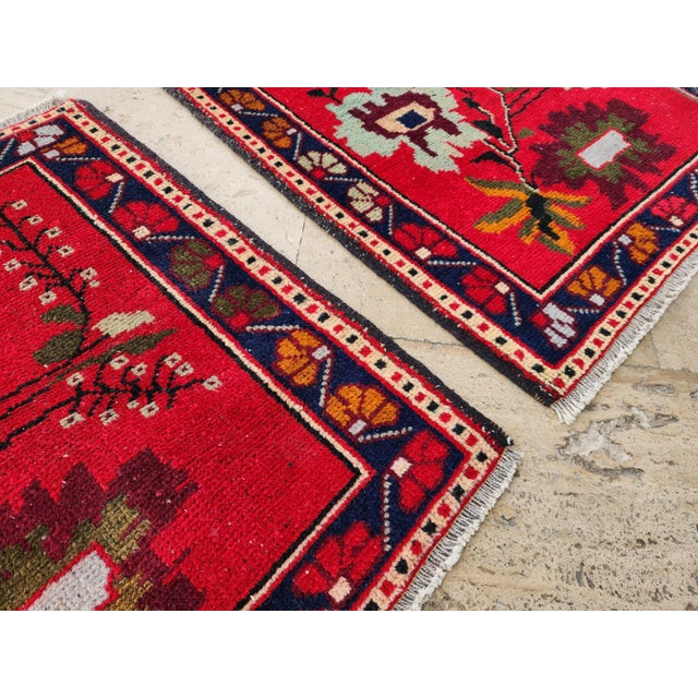 1970s Small Turkish Floral Rug - a Pair For Sale - Image 4 of 8